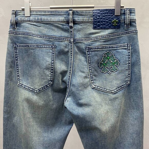 New Chrome Hearts Men’s Slim Straight Blue Jeans - Picture 4 of 8